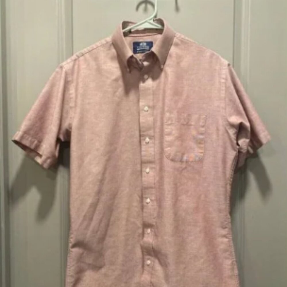 Pink Short Sleeve Button-Up Shirt